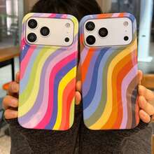 Koolife 1pc Wavy Striped Phone Case, Suitable For IPhone 17 Pro Max, 17 Pro, 17 Air, 17, 16, 15, 14 Plus, 13, 12 Pro Max, 11, Fashionable Anti-Drop Back Cover - Style 2 - View 3