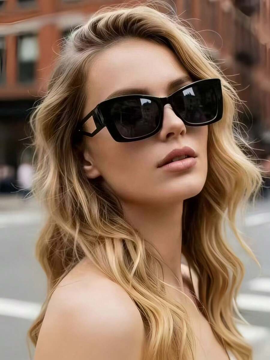 1pc European And American Retro Cat Eye Frame Y2K Fashion Glasses, Versatile Casual Lightweight PC Fashion Glasses, Suitable For All Seasons - Multicolor - View 1