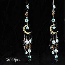 1pc/2pcs Sunlight Catcher Crystal Moon & Five-Pointed Star Pendant, Lighting Accessory, Garden Crystal Decor, Silver/Gold - Silver - View 2