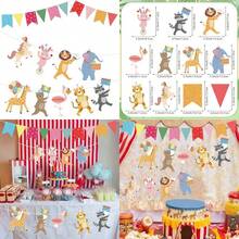 Animal Party Banner With Colorful Pennant Banner Flag Animal Parade Birthday Decorations Happy Birthday Garland For Girls Boys Zoo Carnival Circus Party Decorations Supplies - 動物遊行 - 查看 1