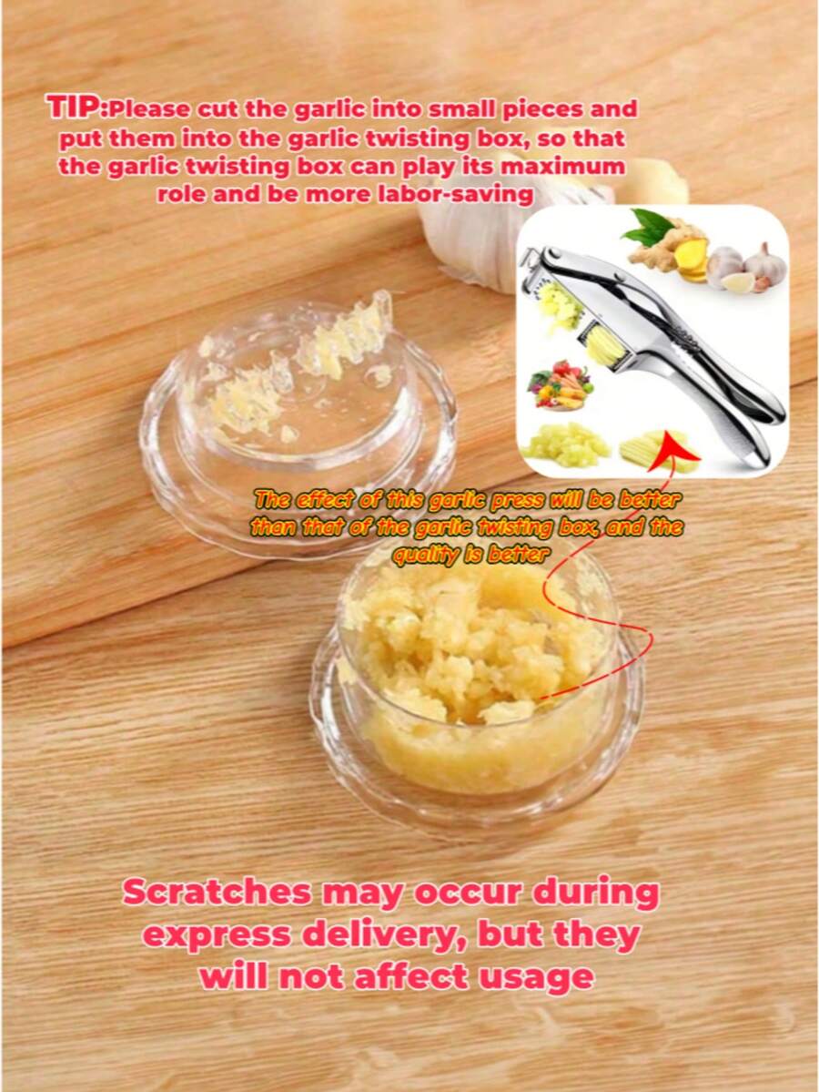 1pc Garlic Crusher Tool, Manual Garlic Mincer Press, Garlic Mincer Garlic Peeler, Handheld Garlic Press For Home Kitchen, Kitchen Gadget Garlic Presses For Mincing Garlic, Onions, Ginger, Fruits, Salad, Vegetables (Random Color And Style)
