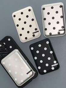 Minimalist Polka Dot Niche Magnetic Card Holder Magsafe Leather Card Case - Multicolor - View 1