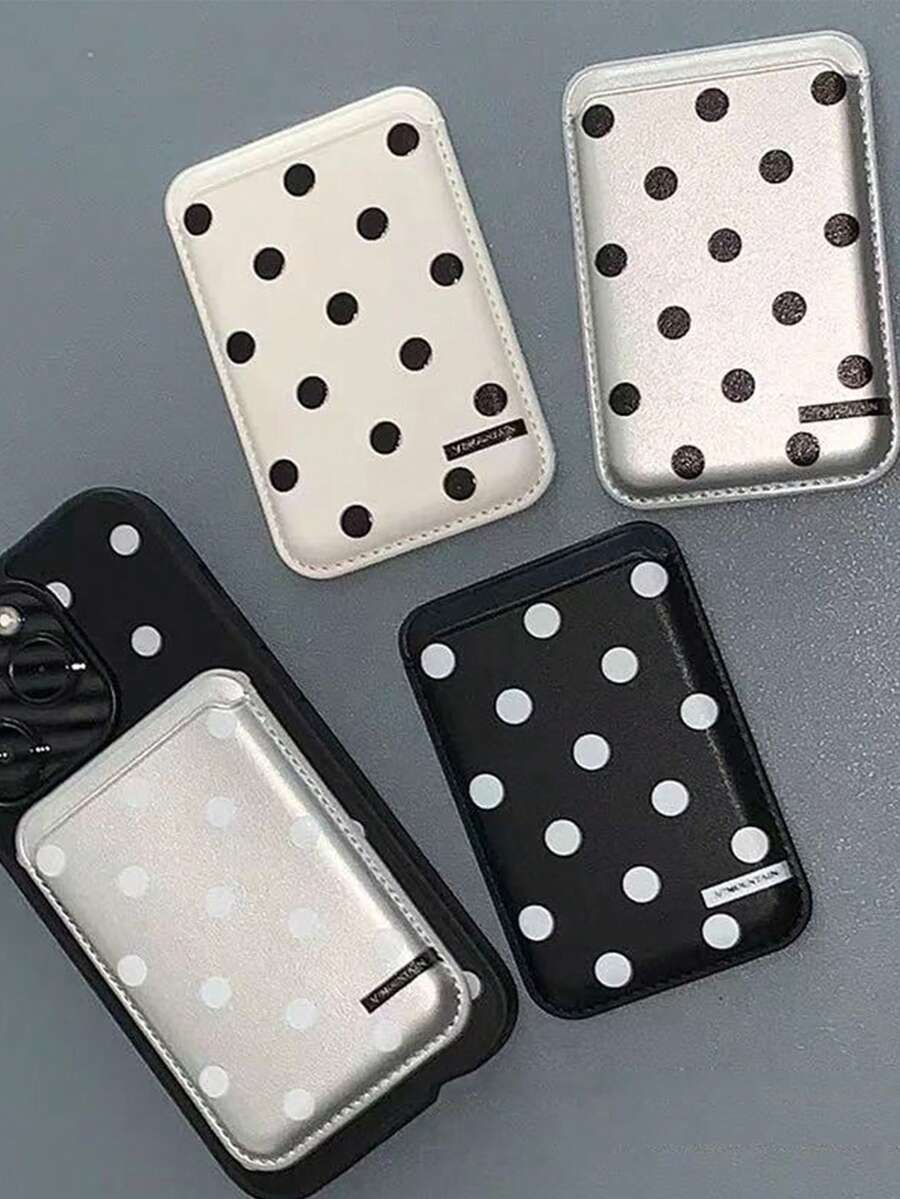 Minimalist Polka Dot Niche Magnetic Card Holder Magsafe Leather Card Case - Multicolor - View 1
