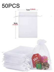 10-200pcs Organza Drawstring Pouches, Gift Bags Candy Jewelry Party Wedding Favor Bags Gift For Christmas Candy Wedding Birthday - Multicolor - View 26