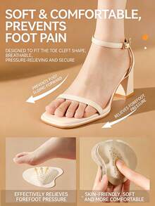 2/4 Pairs High Heel Leather Forefoot Pads, Soft & Sweat-Absorbent, Invisible Anti-Slip Self-Adhesive Inserts, Unisex - Apricot+Black - View 6
