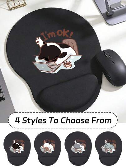 1pc Ergonomic Wrist Rest Mouse Pad, Cute Working Cat Design, Ergonomic EVA Wrist Pad, Non-Slip Memory Foam Mouse Pad With Wrist Support, Comfortable Skin-Friendly Desktop Pad, Suitable For Gaming, Office, Computer, Laptop, Home, Graduation Gift, Mother's Day Gift, Back To School Essential, Dorm & Home Necessity