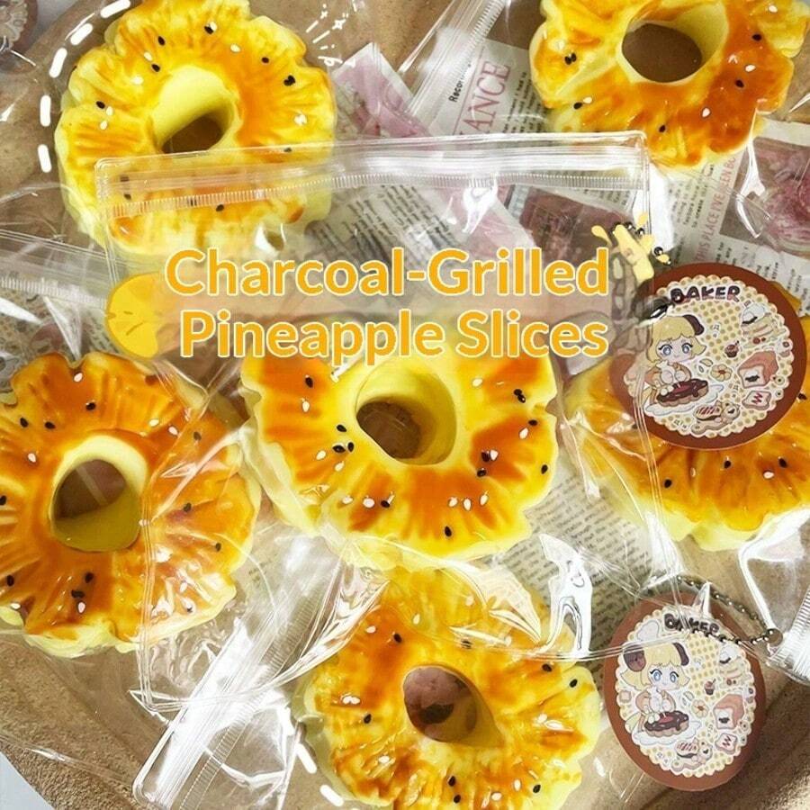 1个新款慢回弹真炭烤菠萝片挤压玩具 - 生日礼物、礼品、完美礼物、收藏品、爱好收藏、送礼佳品 - 彩色 - 查看 1