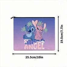 Túi đựng mỹ phẩm Disney Stitch & Angel Gradient Kawaii, túi đựng đồ trang điểm du lịch, túi đựng đồ vệ sinh cá nhân, hộp bút có khóa kéo dành cho bé gái và phụ nữ, quà tặng. - Một kích cỡ - Xem 3
