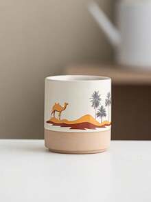 1pc Middle Eastern Style Ceramic Mug, Saudi Arabian Coffee Cup, Desert Camel, Palm Tree & Cactus Themed Water Cup, Matte Two-Tone Design, High-Quality Ceramic Material Insulated & Anti-Scald, 4 Different Desert Landscape Patterns, Vividly Recreating The Middle Eastern Wilderness Ambiance, Suitable For Coffee, Tea, Water And Other Beverages, Infusing Exotic Charm Into Kitchen And Office, An Excellent Choice For Daily Use And Gift-Giving - Multicolor - View 12