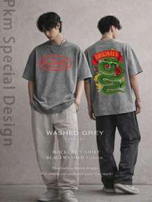 1PC Men Black Washed Vintage Streetwear Brand 100 Percent Cotton T Shirt Purple Dragon And Vons Dutchs Text Graphic Print Casual Outfit For Daily Wear Party |   Front And Back Print |   Retro Heavyweight Tee |   Perfect Gift |   Loose Comfortable Breathable |   Machine Washable Fabric |   Hip Hop Cool Style |   Drippy Clothes |   Y2K Summer Tops Summer Summer Tops Summer Outfits For Women Spring 4th Of July Outfit Women Summer Tops For Women Summer Outfits For Women - Xám 6 - Xem 4