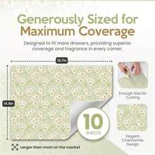 Chamomile Scented Drawer Liners For Dresser Drawers (10 Large Sheets, 19.7" X 14.4") - Non Adhesive Drawer Paper Liner For Bedroom Dresser & Closet Shelves By Linda's Essentials - / - View 3