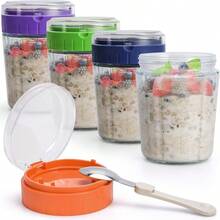4 Pack Overnight Oats Containers With Lid And Spoon - 16oz Glass Mason Jars For Meal Prep, Yogurt,Pudding - 4 Pack - View 7