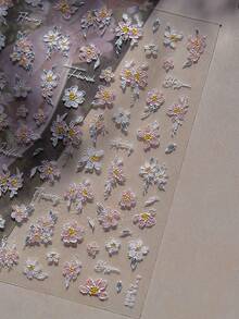 1pc 5D Embossed Relief-Style Nail Stickers 3D Persian Daisy Decorative Stickers For Nail Art Self Adhesive Manicure Design Stickers - Multicolor - View 5