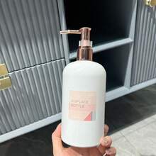 煙灰色錘紋可補充液體皂液器，現代浴室液體皂泵瓶，附電鍍防鏽泵頭 - 白色 - 查看 6
