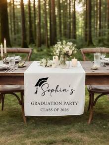 1pc Customized Graduation Party Table Runner Personalized Graduation Cap Desk Decor Class Of Graduation Decoration For Celebration Birthday Wedding Anniversary Events Personalized Party Decor, Graduation Gift - Multicolor - View 6