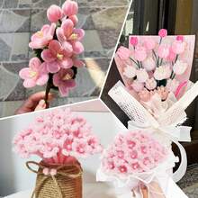 472 Pipe Cleaners Flowers Set, Mixed Colors Chenille Stems Bulk With Floral Wires, Gardening Tape, Stamen,Tutorial Card For DIY Flower Making Kit, Gift Idea For Mother's Day(Pink, Green, Yellow) - Multicolor - View 10