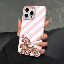 Cute Monkey With Fast Food Pattern Phone Case-Compatible With Samsung,  12, 13, 14, 15 Pro,  14 Plus,  15, 16 Pro Max,  17,  17 Pro,  17 Pro Max,  17 Air, And  17e. Made Of TPU Material With Anti-Slip And Drop-Protection Features; A Stylish And Adorable Phone Case Design. A Perfect Gift For Yourself, Family, Friends, Or A Partner. - 粉紅色LB11 - 查看 4