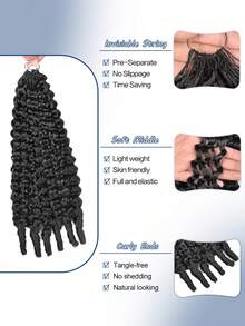 16 Inch 50g Deep Curly Feather Braiding Hair, Crochet Braided Miracle Dreadlocks Hair Extension, Deep Wave Curly Hair With Strings - S1 - View 7
