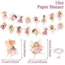1件花仙子生日橫幅 紙製品附{針線}貼心禮品，適合童話主題生日派對牆面裝飾，花仙子風格派對適用，生日禮物兼節慶裝飾，可用於居家牆面佈置 - 花仙女 - 查看 9