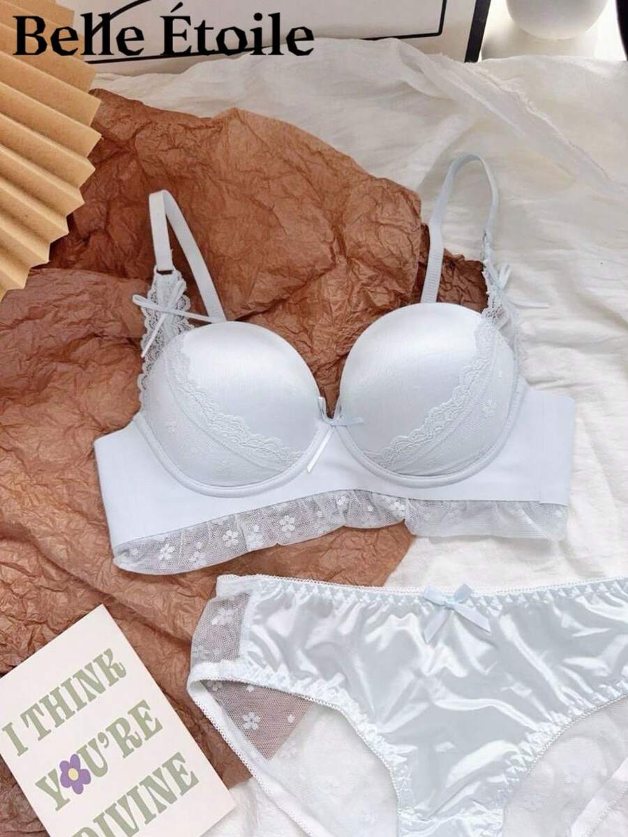 Sweet And Cute Pure Lust Underwear Japanese Girl Ultra-Thin Rabbit Ears Big Breasts Small Breasts Sexy Bra Set - Baby Blue - View 1