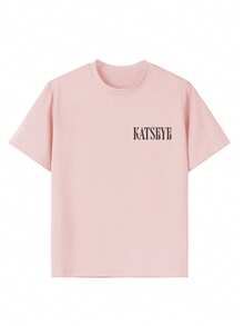Tween Girls' Casual Funny Print Crew Neck Short Sleeve T-Shirt, Summer Top - Pink - View 7