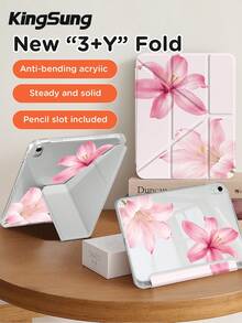 Kingsung Casing Pelindung Tablet Akrilik Transparan Dua Sisi Lipat Berbentuk Y dengan Motif Bunga, Cocok untuk Tablet /Mini6/7/9.7/10.2/10.5/10.9/12.9/Pro 11, Generasi ke-10, Casing Pelindung Mendukung Penyesuaian Multi-Sudut, 6 Mode Penempatan Stand, Slot Pena Terintegrasi, Pelat Belakang Transparan, Perlindungan Anti-Jatuh, Bangun/Tidur Otomatis - MultiWarna - View 5