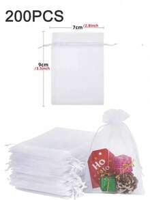 10-200pcs Organza Drawstring Pouches, Gift Bags Candy Jewelry Party Wedding Favor Bags Gift For Christmas Candy Wedding Birthday - Multicolor - View 11