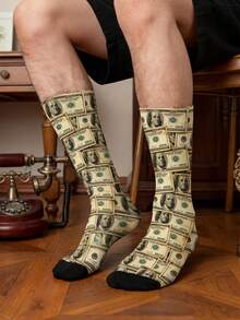 1/3 双美元钞票（100 美元）中筒袜，男士中筒袜，新奇夏季套装 - 彩色 - 查看 6