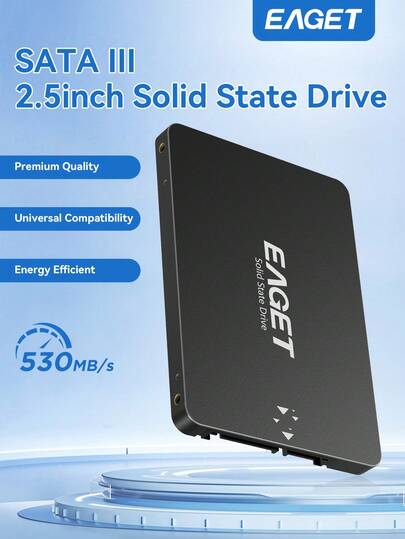 EAGET 2.5" SATA III Internal Solid State Drive, Up To 550MB/S Read Speed, Capacity Options: 2TB/1TB/480GB/240GB/120GB, Suitable For PC And Laptop Storage Expansion, Ideal For IT Professionals, Creators And General Users
