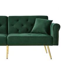 Modern 2-Seater Sofa Bed – Velvet Upholstery, 3-Position Adjustable Backrest & Gold-Plated Metal Feet. Stylish Sofa With Sleeping Function – Space-Saving, Durable, Ideal For Small Rooms. - 綠色 - 查看 10