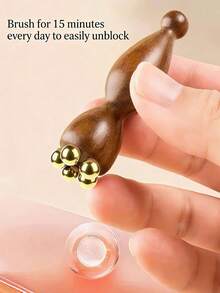1pc Sandalwood Acupressure Massage Stick, Promotes Circulation, Eye Massage Tool - Brown - View 6