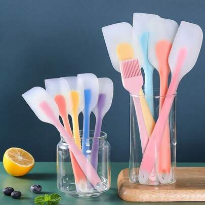 Muỗng silicon chất lượng cao, chịu nhiệt và chống dính, dụng cụ làm bánh nhà bếp – không mối nối, bền chắc, dùng để trộn, làm bánh, vét kem và bơ.