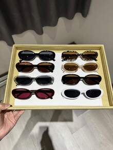 8pcs Oval Retro Classic Elegan Women Fashion Eyeglasses For Street-Photography Driving Camping Daily Life Suitable For All Face Shapes - 彩色 - 查看 3