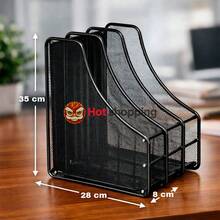 3-Tier Metal Mesh Desk Organizer - Sliding Trays For Documents And Files - Vertical - View 4