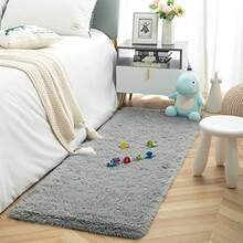 Fluffy Runner Rug for Dorm College Apartment Bedroom Plush Area Rugs Shag Carpet with Rubber Backing Non Slip Comfy Nursery Mat Bedside Rug for Boys Room Home Decor 2ft x 6ft Grey - 2 x 6 rectangular - Ver 6