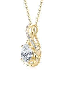 XUJIA 1件装无限符号莫桑石项链，925纯银吊坠项链，椭圆形切割，2克拉（7x9毫米）莫桑石首饰，女士订婚、结婚周年纪念礼物，新娘首饰 - PMO-284 - 查看 8