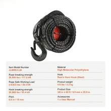 26500/32000Lbs Heavy Duty Synthetic Winch Rope - Forged Hook For Truck ATV Boat Car Outdoor Replacement - 32000lbs 85ft - View 8