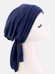 1 pieza Nuevo sombrero de mujer con pañuelo plisado, diadema con cinta, gorra protectora para el cabello trenzado, adecuado para uso diario, verano, playa, vacaciones, viajes - multicolor - Ver 18