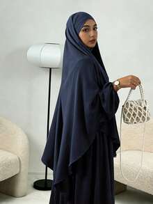Conjunto de 2 peças: Khimar Hijab + Abaya, vestimenta muçulmana folgada e confortável, adequada para uso diário e orações, para todas as estações. - Multicolorido - Ver 13