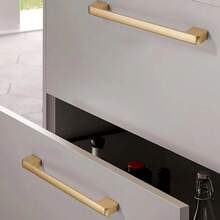 Bộ 5 tay nắm tủ bếp màu vàng mờ tối giản, tay nắm ngăn kéo tủ bếp bằng hợp kim nhôm nguyên khối, phụ kiện nội thất kèm ốc vít. - Vàng - Xem 4