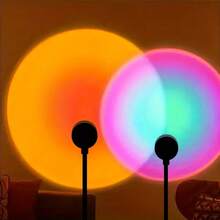 7-Color USB Sunset Lamp, Romantic Rainbow Projection Night Light, Dimmable LED Mood Light For Bedroom/Living Room, Creative Floor/Wall Mounted Sunshine Lamp For Photography, Party, Home Decor, Plug And Play, Ideal Gift For Girls - Multi-color light - View 7