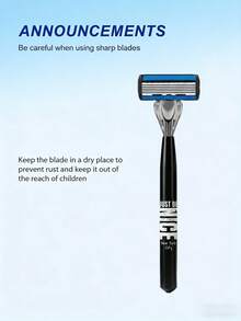 Dao cạo râu nam cao cấp 6 lớp, vật dụng thiết yếu khi đi du lịch, tay cầm công thái học chống trượt, lưỡi dao thép không gỉ bền bỉ, cạo mượt mà, cạo sát, không gây kích ứng, cạo chính xác, dụng cụ tỉa râu thiết yếu, dễ dàng vệ sinh. - 1 cán + 12 lưỡi - Xem 5