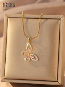Hihho 1 pieza Cadena de clavícula con mariposa completa, la mariposa simboliza una hermosa transformación, adecuada para chicas sexys o dulces, combina bien con vestidos para uso diario, ir al trabajo o citas - Mariposa - Ver 13