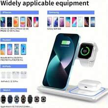 Portable 3-In-1 Foldable Wireless Charging Station, 15W Charging Stand, Compatible With IPhone 1-9 And 3/2/Pro. Only Supports Slow Charging, Not Fast Charging. - White - View 8