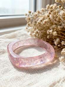 1 chiếc vòng tay nhựa màu hồng tối giản hình học bất đối xứng, thời trang, thích hợp cho sử dụng hàng ngày, du lịch, tiệc tùng và các dịp dạ hội. - Hồng - Xem 6