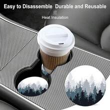 2pcs Fresh Pine Tree Forest Car Cup Holders, 2.8 Inch Round Decorative Car Cup Mats, Home And Auto Water Cup Coasters, Unisex Car Interior Accessories, Decorative Coasters, Suitable As Gifts For Family And Friends On Holidays And Birthdays - Car Coasters - View 8