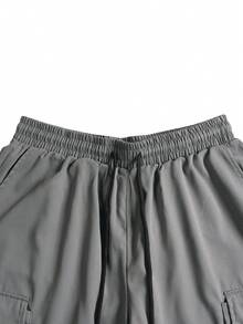 Quần short Cargo màu trơn thường ngày dành cho nam - Màu xám đen - Xem 4