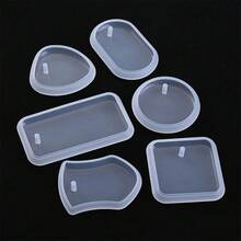 6pcs Round/Rectangle Pendant Silicone Mold Set, Crystal Epoxy Resin Jewelry Making Casting Molds - 6pcs/set - View 9