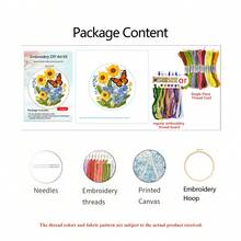 1 Set Handmade Embroidery Kit, Healing Gradient Butterfly & Flower Theme Embroidery, Bedroom Desk Photography Prop, Handcraft DIY, Includes Embroidery Hoop, Tools & Instructions - Multicolor - View 13