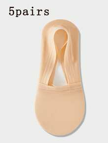 5双装女士超薄隐形无痕袜，透气网眼防滑后跟带衬里袜，适用于平底鞋、高跟鞋和乐福鞋的隐形鞋套 - 彩色 - 查看 8